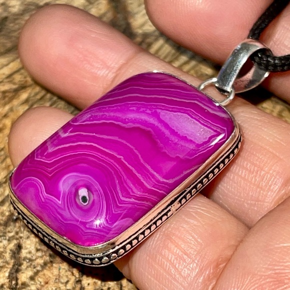 Pink Botswana Lace Agate Pendant 2” - Picture 10 of 14